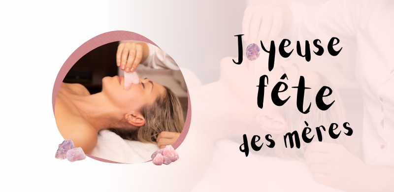 Une pierre quartz posé sur le visage d'une femme