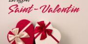 Deux boites de cadeaux de saint valentin en forme de coeur rouge et blanc