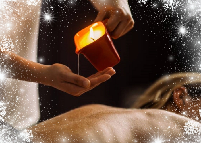 Instant Magique de Noël avec le massage à la bougie parfumée